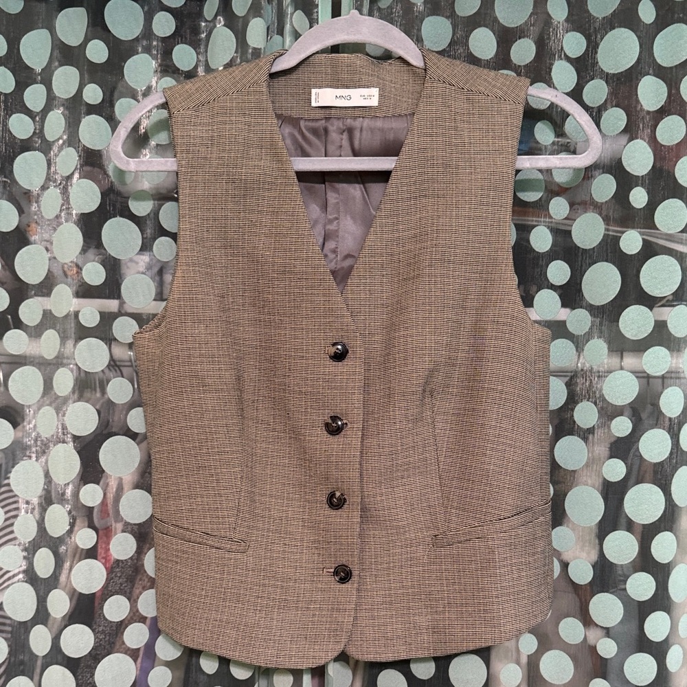 Mango Tan Button-Up Vest